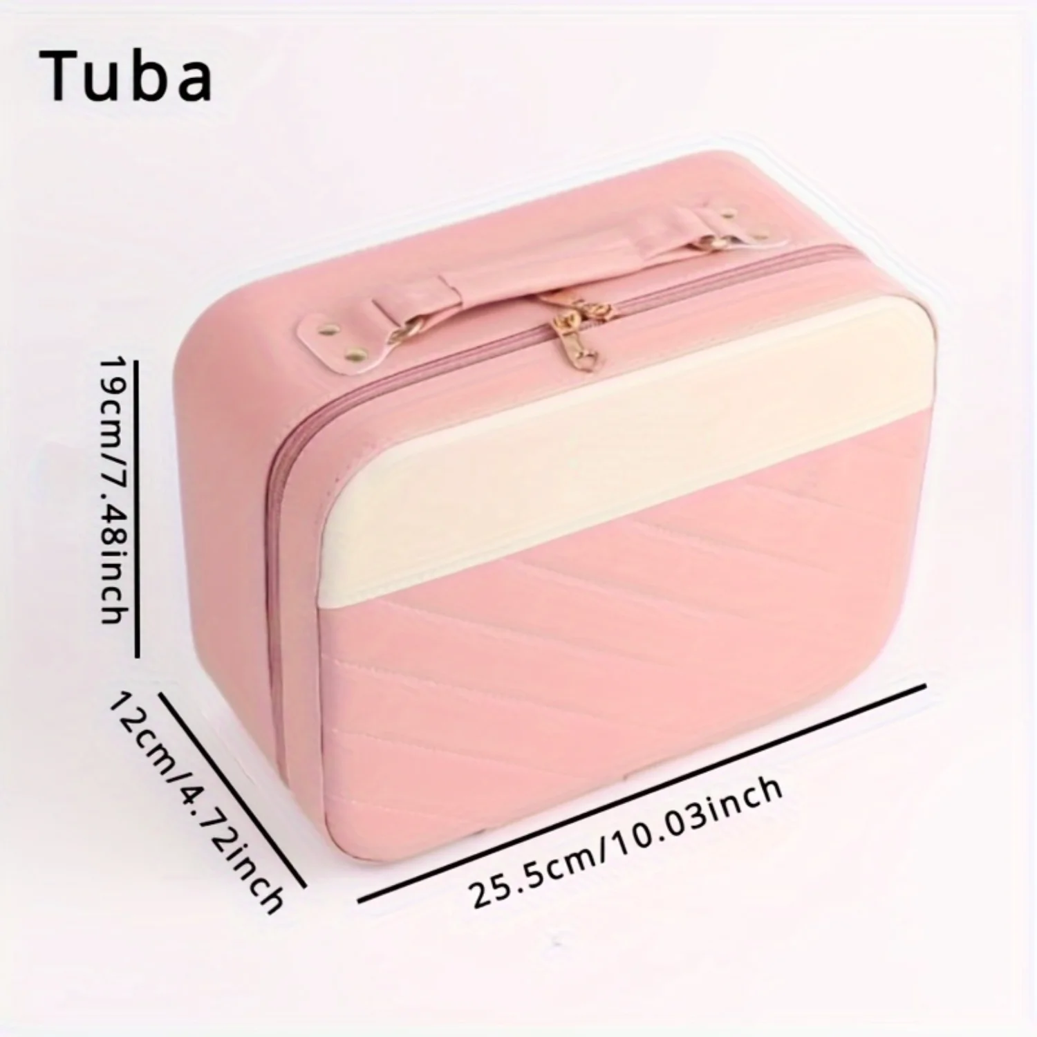 Makeup Case With Handle Large Capacity Zipper Cosmetic Suitcase Travel Organizer For Makeup  Girls And Women