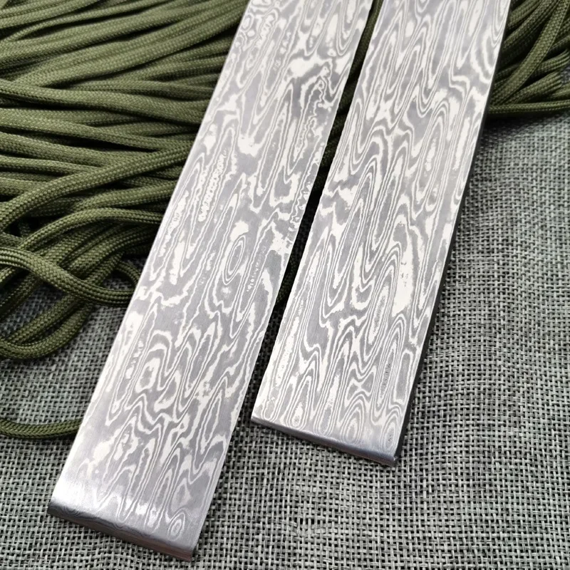 Dropship Damascus Steel Billets Forged Water Wave Patterned Sandwich Steel Blanks Bar DIY Knife Making Tool Parts 22x3x0.3CM