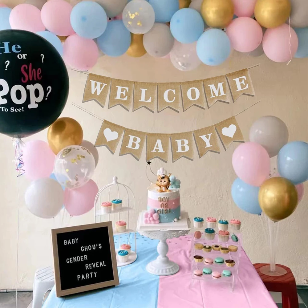 Welcome Baby Sign Burlap Banner Baby Shower Decoration Banner For Girls Boys Baby Announcement Sign Decorations Banners - view 5