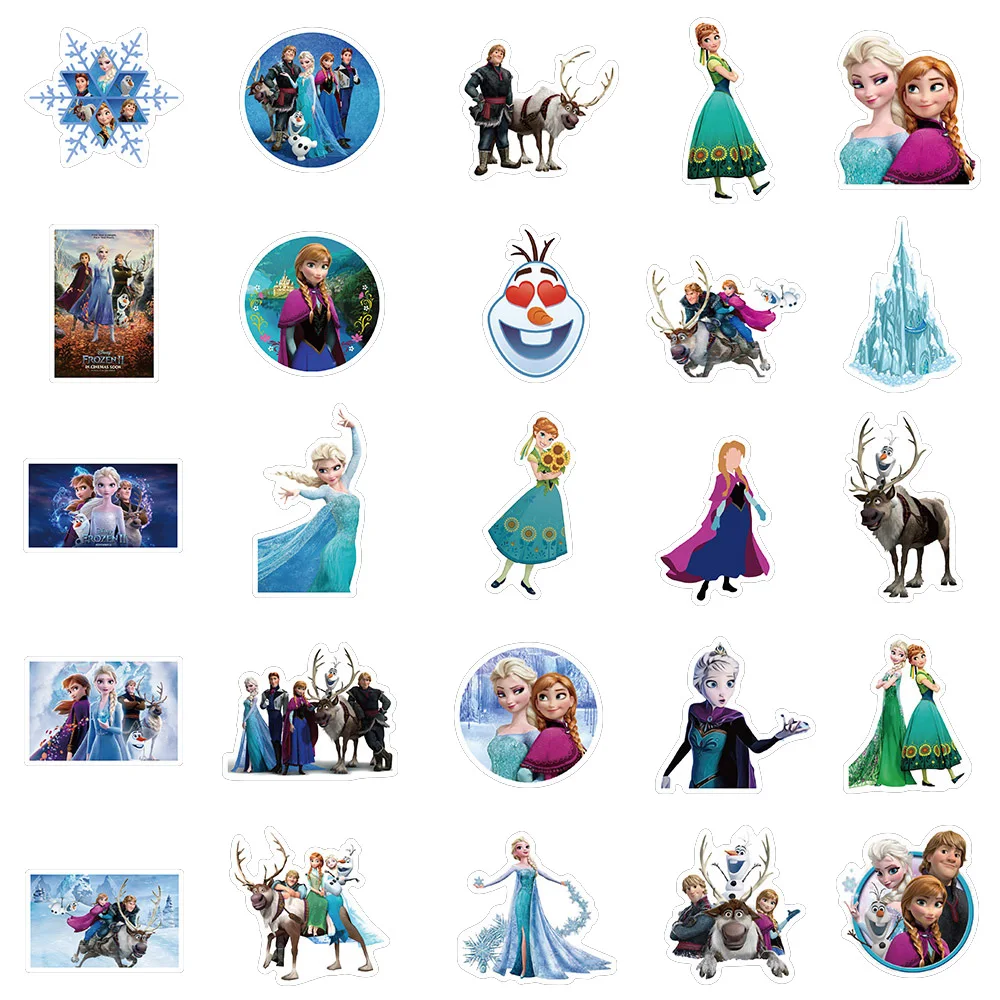 10/30/50/100 قطعة ديزني المجمدة الكرتون إلسا آنا ملصقات Kawaii أنيمي الأميرة ملصق القرطاسية الهاتف المحمول لطيف الشارات لعبة