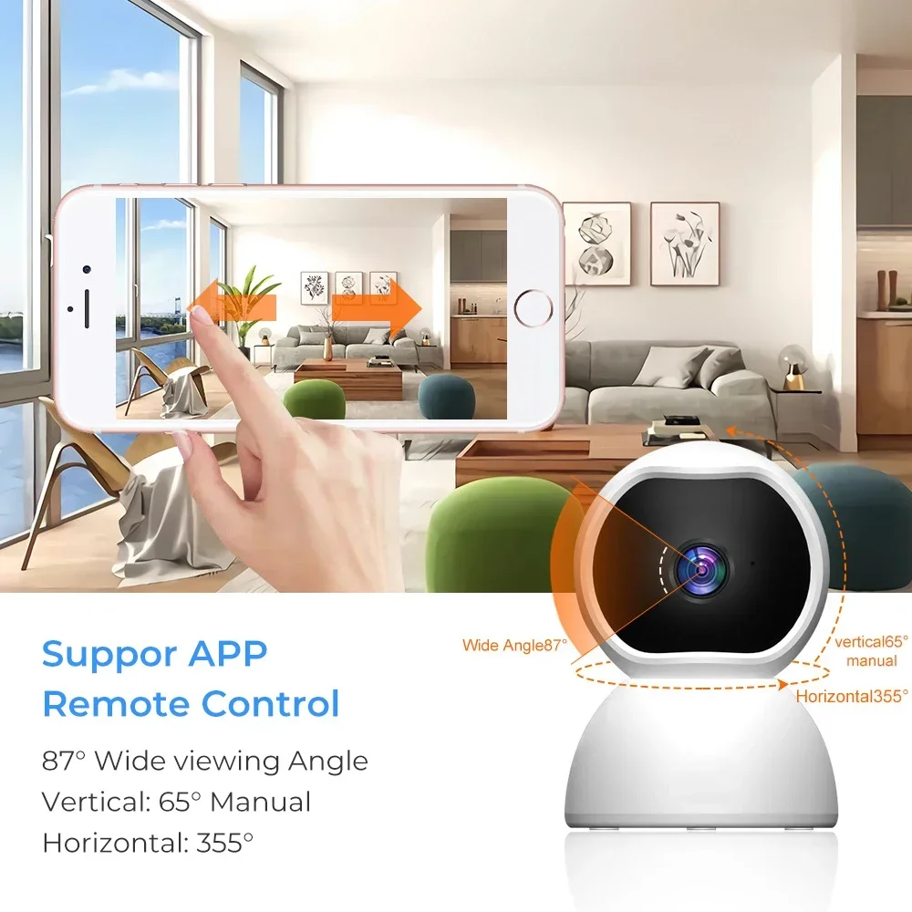 

2 МП Wi-Fi PTZ-камера для помещений с аудио и видео, беспроводная, ночное видение, двусторонняя аудиосвязь, IP-камера для домашней безопасности и видеонаблюдения