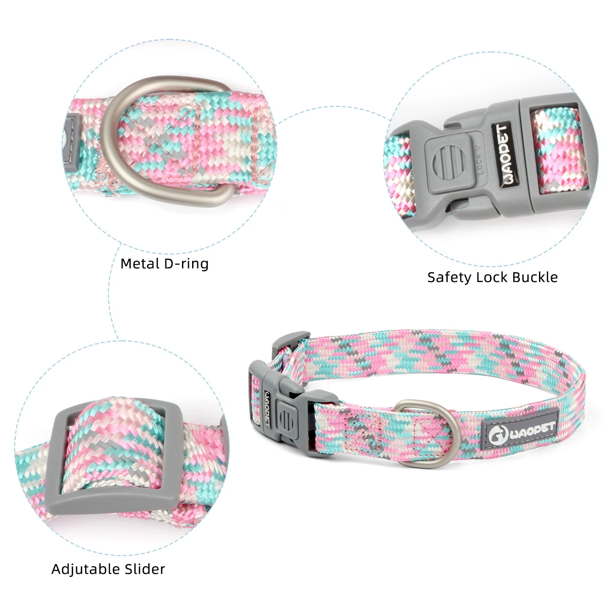 Leinen- und Halsband-Set für kleine, mittelgroße und große Hunde, Haustier, französische Bulldogge, Chihuahua, Mops, Outdoor-Walking, Leinenhalsband, Leinenzubehör – Detail 7