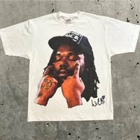 High Street Retro Trend Portrait Monogram Print Short Sleeve Summer T-shirt Y2k Goth Harajuku Hip Hop Couple Casual Loose Shirt