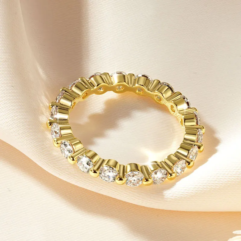 Lnngy Trendy Lab Created Diamond Stackable Engagement Ring For Women Certified VVS1 3mm Moissanite Eternity Rings Jewelry Gift 4