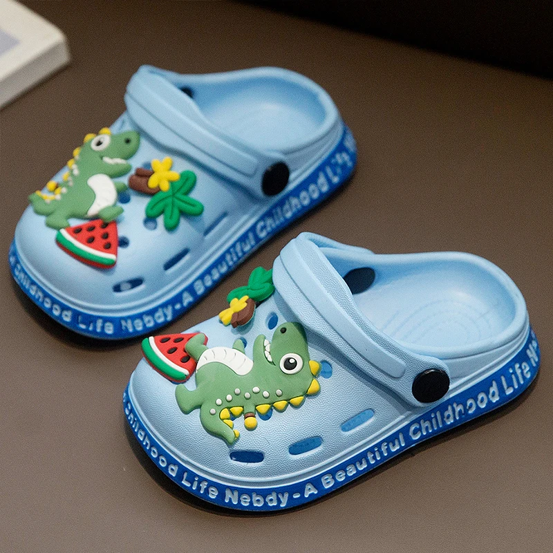 Children\'s cave shoes cartoon dinosaur pattern sandals baby walking shoes anti slip quick drying shoes water shoes garden shoes