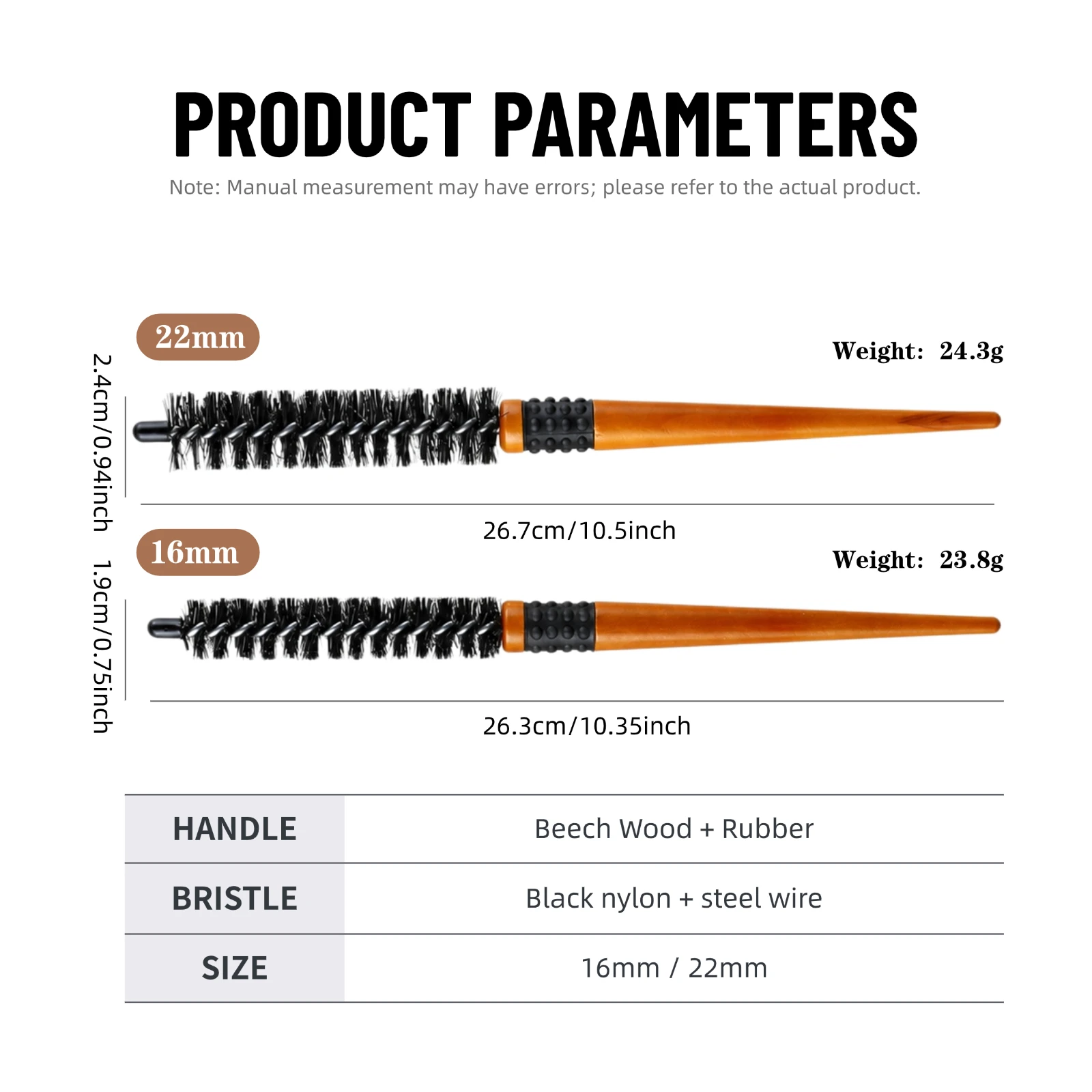 3-teiliges Pro-Haarbürsten-Set mit Holzgriff, Bistle-Toupiertoupet-Kamm, Lockenbürste, Mini-Twist-Rundbürsten für Volumen-Styling an den Haarwurzeln – Detail 5