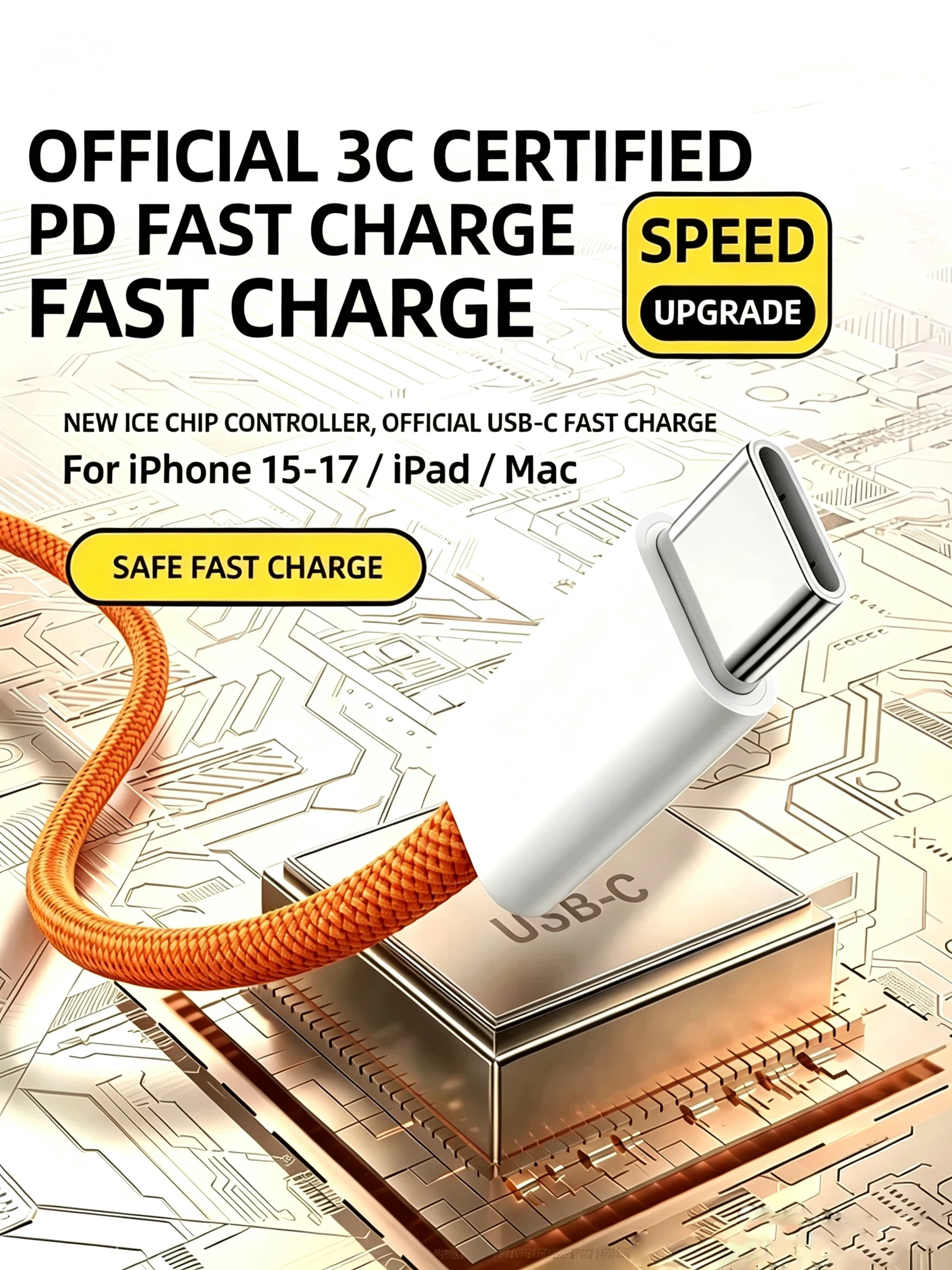 10 Stück 60W PD USB-C Schnellladekabel mit Geflecht für iPhone 15 16 17 Air Samsung Xiaomi Redmi POCO Typ-C-Kabel inklusive Einzelhandelsverpackung – Detail 1