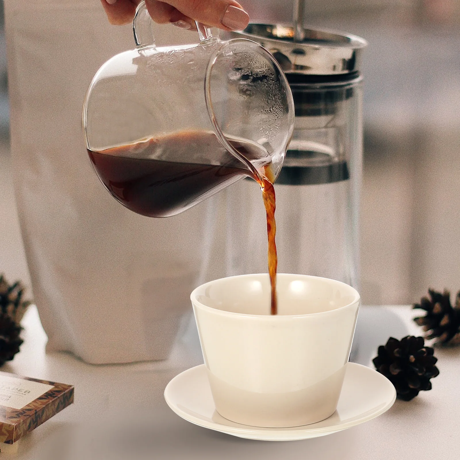 

1Set Ceramic Tea Cup Small Milk Coffee Mug with Saucer Spoon Household Water Drinking Mug for Home Office Coffee Shop