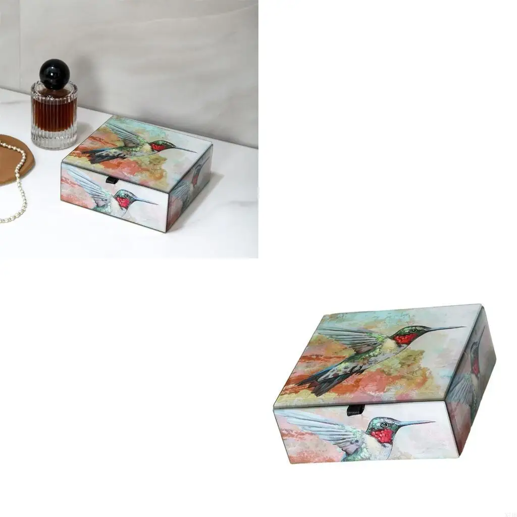 

Elegant Hand Painted Hummingbird Jewelry Box Jewelry Storing Solution with Artistic and Adjustable Interior Layout