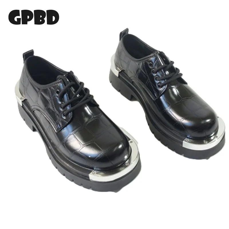 

GPBD British Thick-soled Leather Shoes for Trendy Guys 2025 Autumn New Style - Iron Head Derby Shoes - Small-Sized Casual Shoes