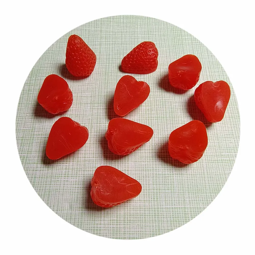 Half Strawberry Mini Fruit Small Statue Little Figurine Resin Crafts Earring Charms Slime Ornament Miniatures 15*20mm