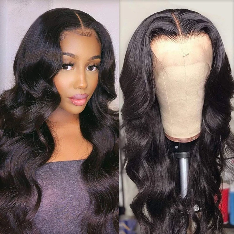 

Body Wave 13x4 Lace Front Wigs Human Hair 200% Density Brazilian Pre Plucked Baby Hair Natural Color 13x6 Transparent Lace Wig
