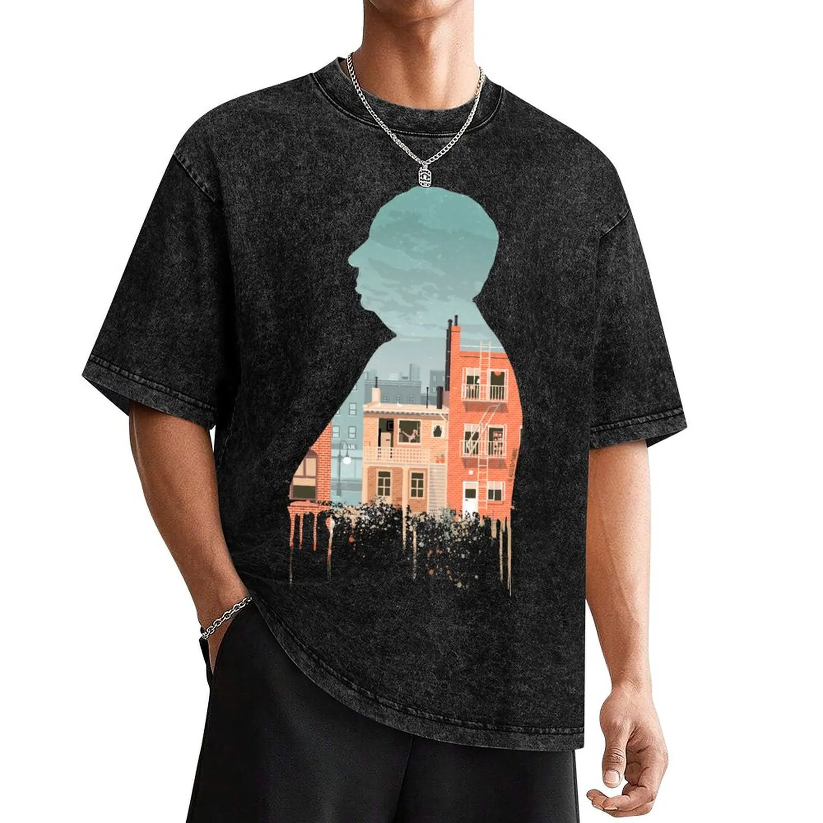 

Alfred Hitchcock's Rear Window Illustration by Burro T-Shirt cute tops graphics customizeds cotton t shirt men