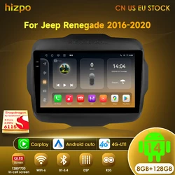 Hizpo 6115 AI Voice Car Tablet Radio For Jeep Renegade 2016-2020 Android Auto Multimedia Player Carplay 2din GPS Autoradio WIFI