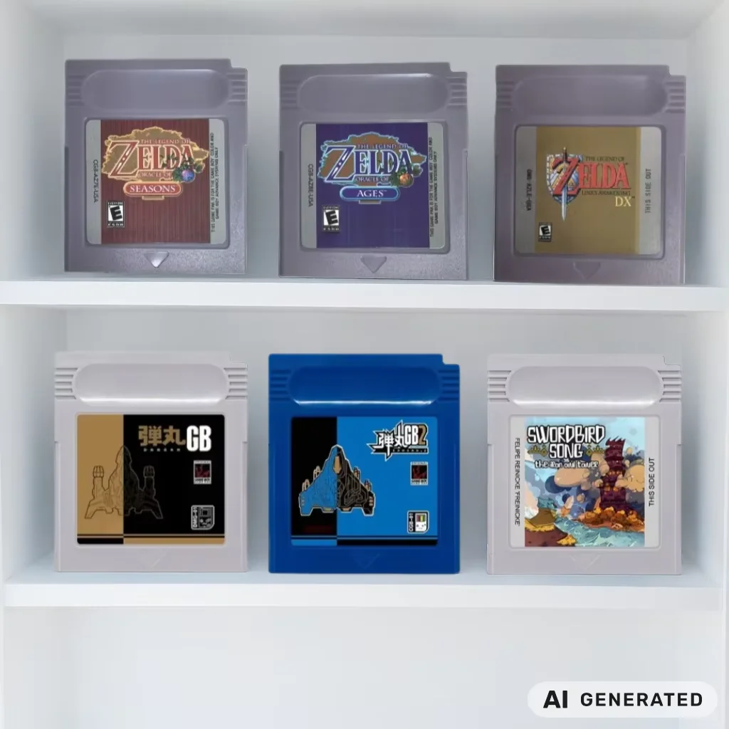 GBC Retro Englische Spielmodule, Legend of Zelda Awakening DX, Oracle of Seasons, Oracle of Ages, Dangan GB, Swordbird Song