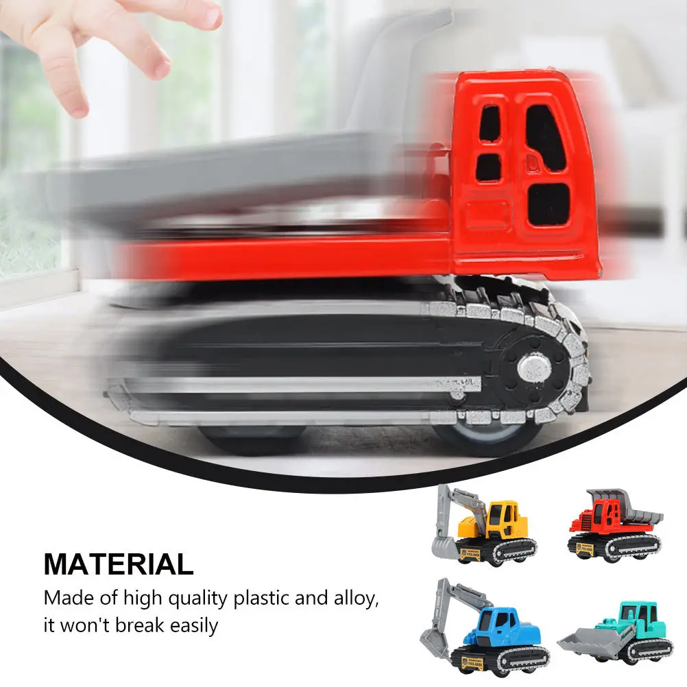 4pcs Engineering Car Set Pull Back Vehicle For Kids Durable Simulation Construction Small Size Easy Hold Plastic Alloy No Smell