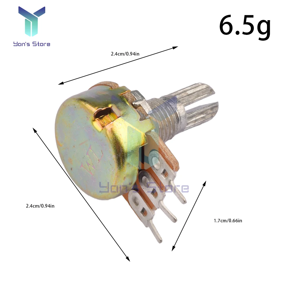 1 chiếc/5 chiếc chiết áp xoay wh148 3pin b10k điện trở 15mm một lớp với đai ốc và vòng đệm điện trở côn tuyến tính 1M ohm