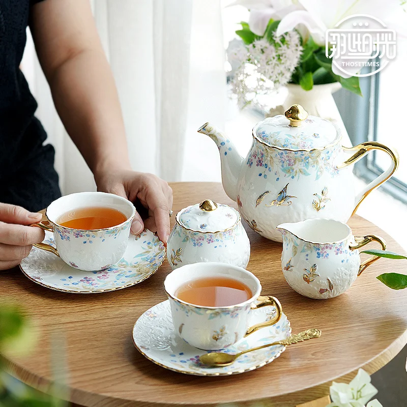 English afternoon tea cup set, coffee utensils for home use, European style cups, coffee cups, plates