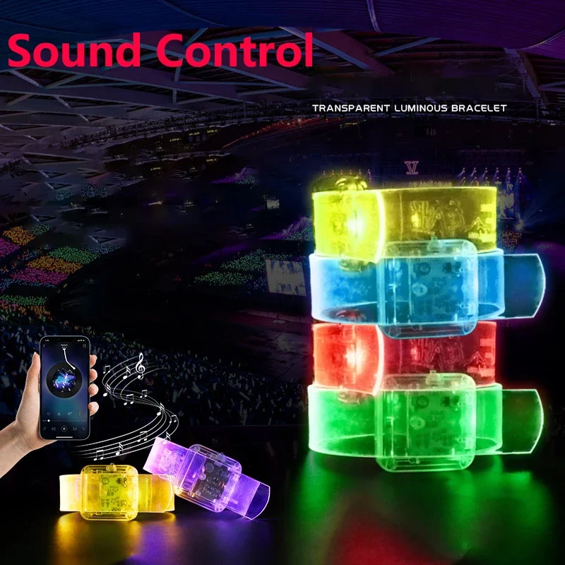 20/50/100PCS LED Bracelet Sound Activated Glowing Bracelets Sound Control Light Up Flashing Bracelet Bangle Bar Party Concert