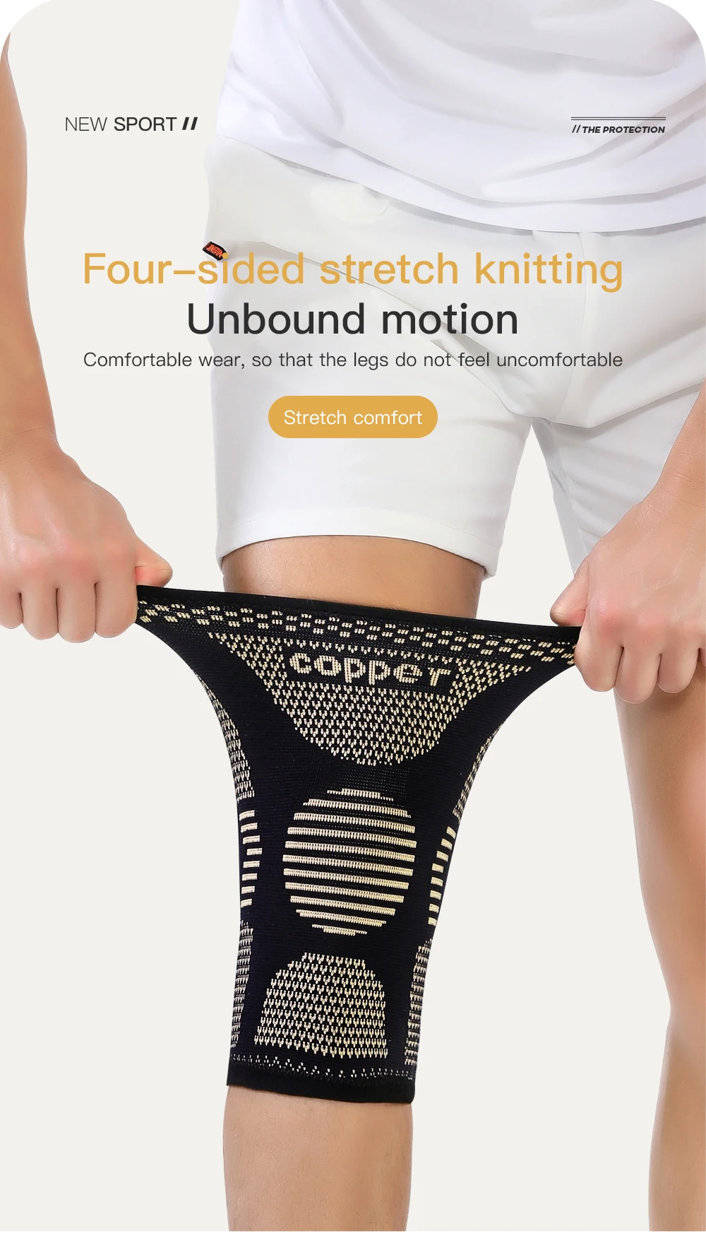 Kupfer-Kniebandage zur Linderung von Arthritisschmerzen – Kupfer-Kniehülle für Knieschmerzen, Kompressionshülle für Sport, Knieschmerzlinderung – Detail 5