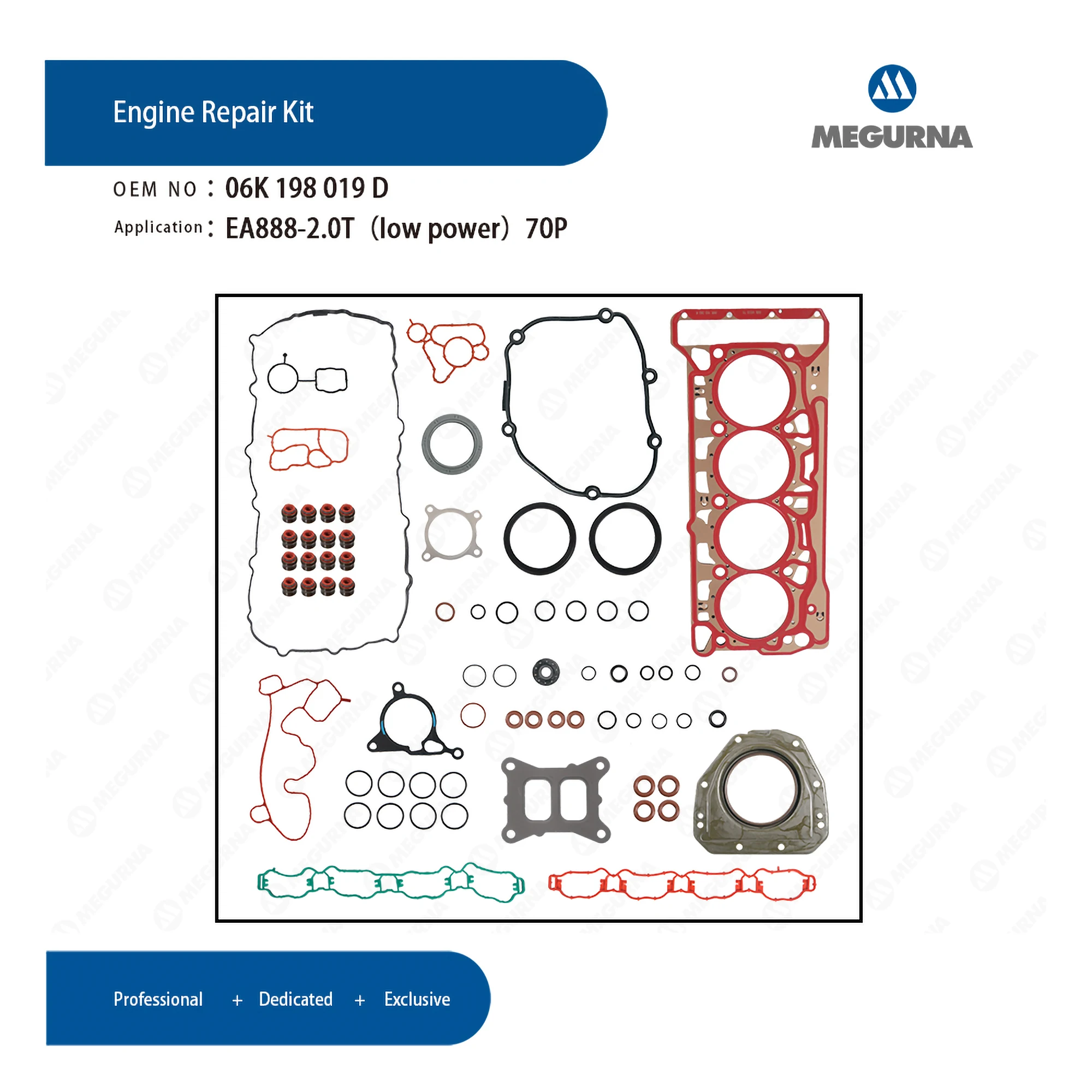 

EA888 MK3 Engine Parts Cylinder Head Full Gasket set Repair Kit Fit 2.0T Gas for AUDI A1 A3 A4 A5 A6 VW golf jetta Passat polo