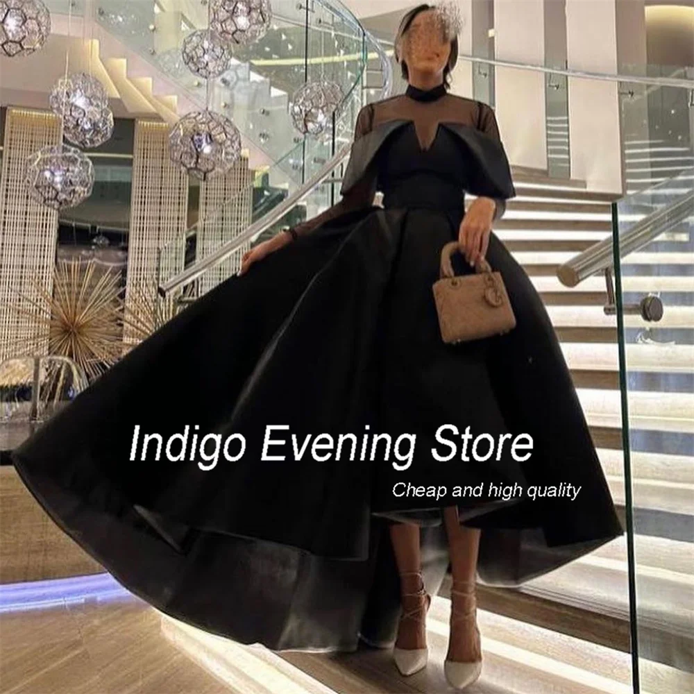 Indigo-vestido de fiesta largo con espalda corta para mujer, traje de noche con corte en A, para ocasiones formales, Arabia Saudita, 2024