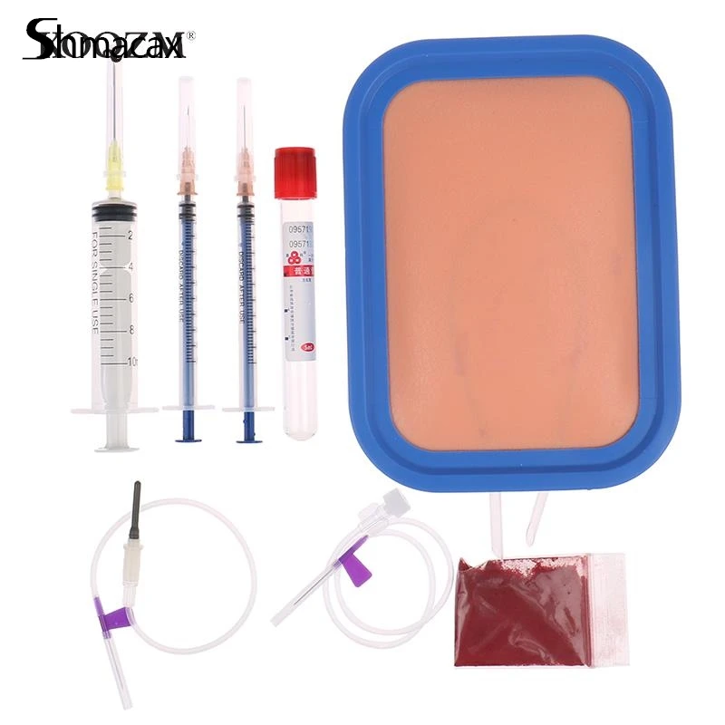 Nurses Intravenous Venipuncture IV Injection Training with Blood Returning Package Pad Silicone Wound Skin Suture Training Model