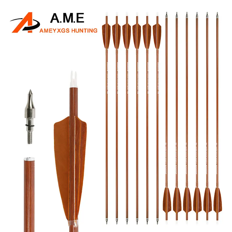 

6/12pcs 31.5 Inch Mixed Carbon Arrow Spine 500/600 Archery ID6.2mm Shaft Turkey Feather for Recurve Bow Target Hunting Shooting