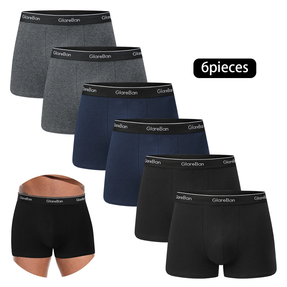 Confezione da 6 pezzi Boxer in cotone da uomo Intimo maschile Mutandine e mutande di marca per Homme Set di lusso Pantaloncini Box Slips Slip Slip di marca