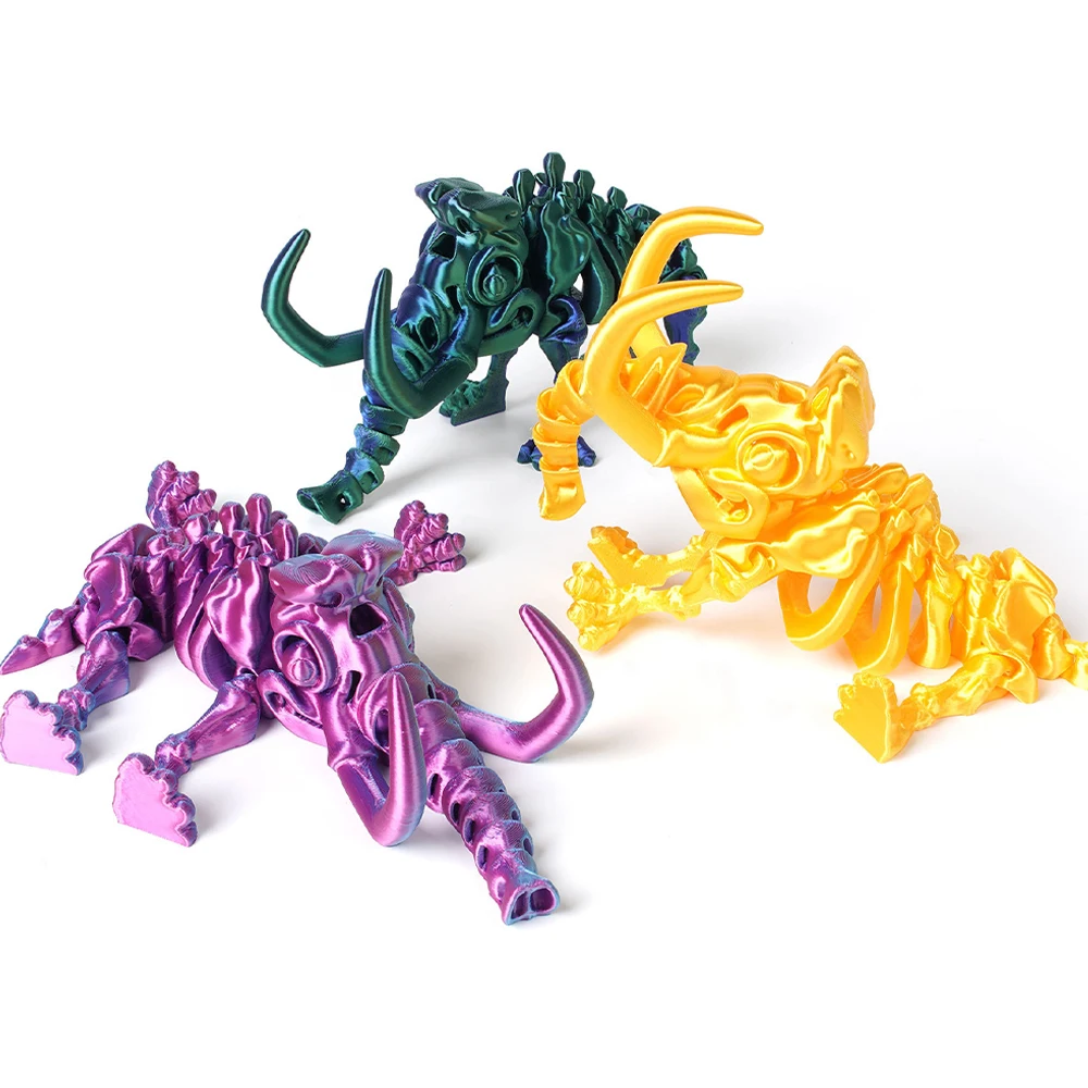 3D Printed Mammoths Figures Toys Model Multi-Jointed Movable Ornament Realistic Animals Decorative Desktop Creative Novelty Toy