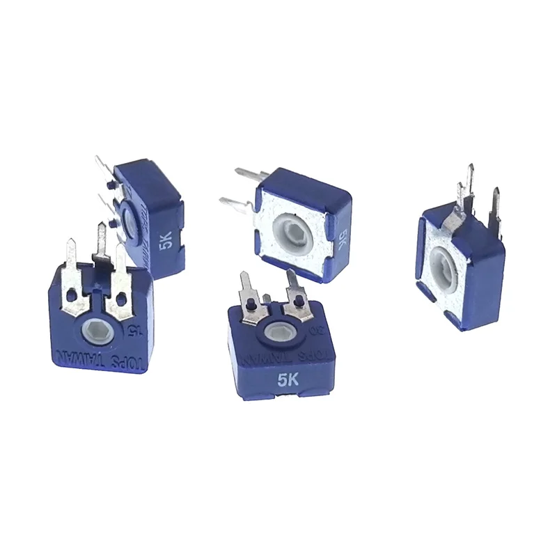 10PCS 10MM  TOPS Imported Spanish trimmer potentiometer PT10-5K Vertical adjustable resistor hexagonal hole