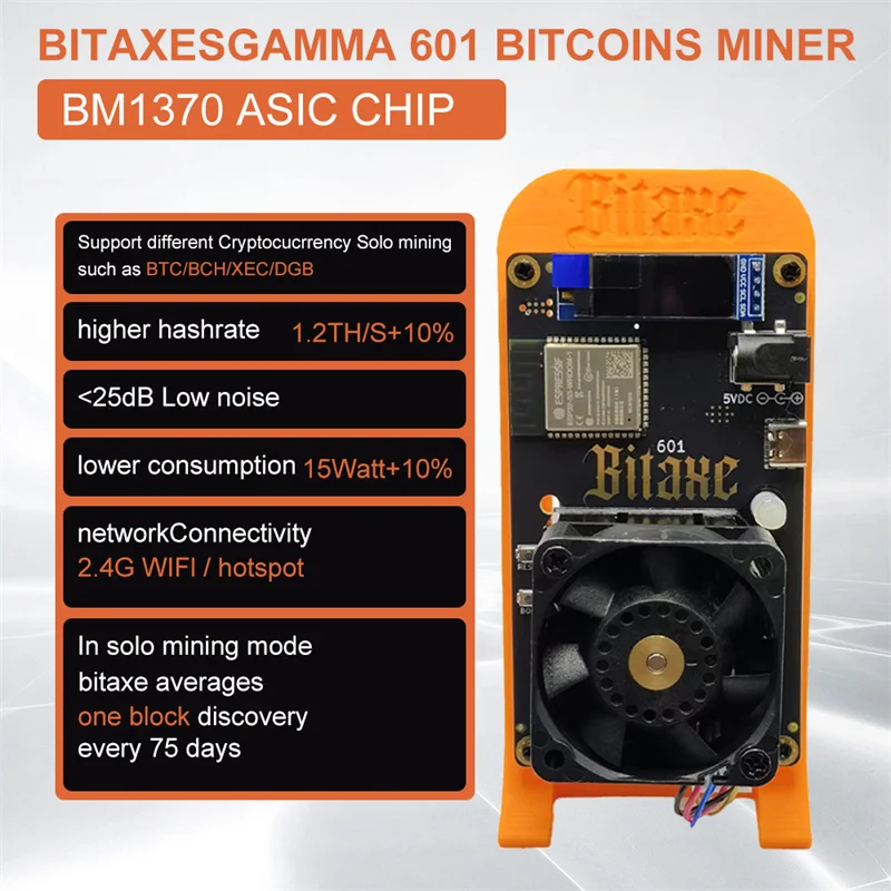 Bitaxe 601 Gamma Bitcoin Miner 1.2TH/s منخفضة الضوضاء ASIC مينر المنزل BTC BCH عمال المناجم Cryptos معدات التعدين جديد #5