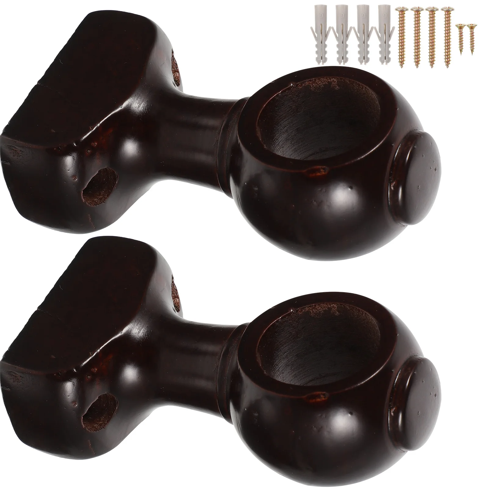 

2 Pcs Curtain Rod Bracket Wood Holders Middle Brackets Hooks for Wall Door White 28 Closed Home Decor Accessories