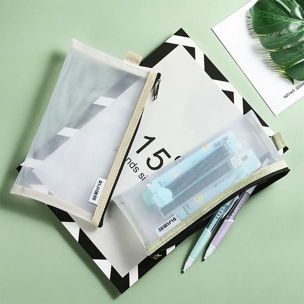 أكياس النايلون محفظة صغيرة سستة الحقيبة فرشاة التجميل حقيبة ملفات شفافة حقيبة أدوات مكتبية شبكة حقيبة أقلام رصاص أكياس تخزين شبكية