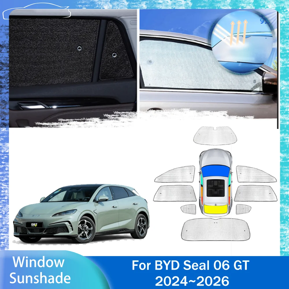

For BYD Seal 06 GT 2024~2026 2025 Car Panoramic Skylight Sunshade Side Window Windshield Sun Shade Protector Parasol Accessories