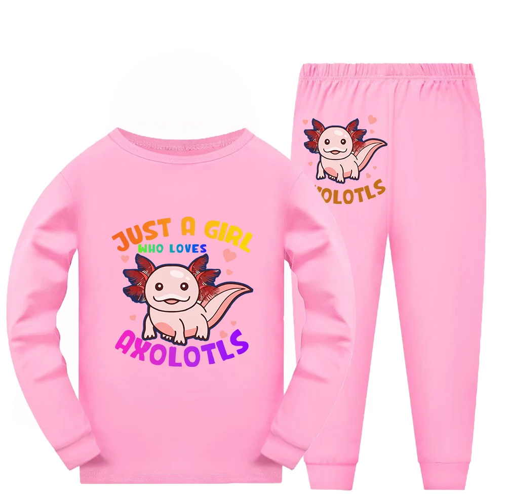 Axolotl Children's Clothing Junior Pajamas Cotton Pajama Girl Summer Pajamas Girls Clothes Children's Top and Bottom Clothes Set