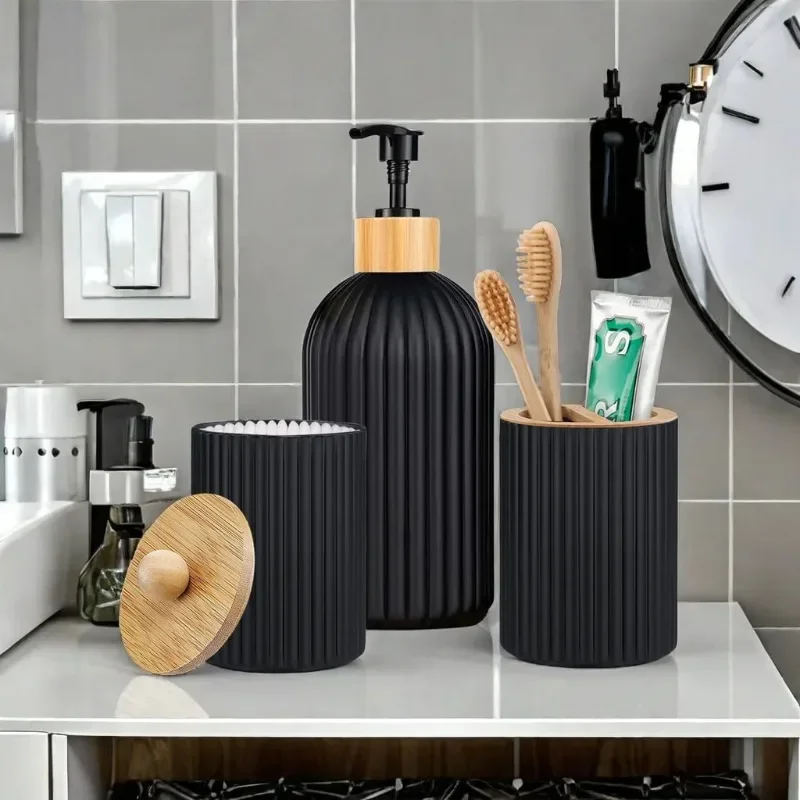 Badezimmer-Arbeitsplatten-Behälter, Handseifenspender, Wattepad-Aufbewahrungsbox, Zahnbürstenhalter, Heimdekoration, Organizer