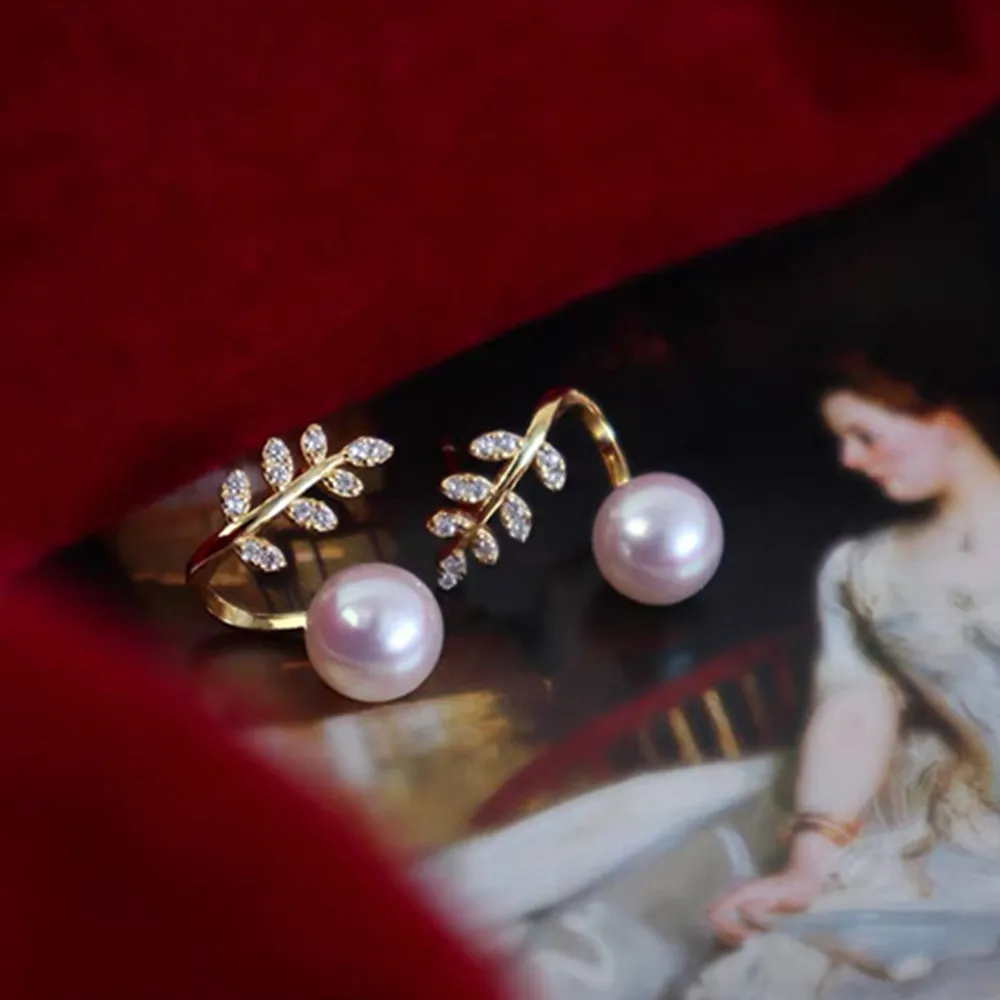 Pearl Earrings S925 Silver Branch Explosive Earnail Earrings Nanhai Pearl AAA 6-7mm 7-8mm 8-9mm