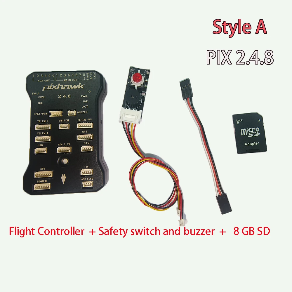 

Pixhawk 2.4.8 PX4 32 Bit Flight Controller Safety Switch Buzzer 2 with 1 Board for RC Drone Quadcopter/6-8 Axis Multirotor