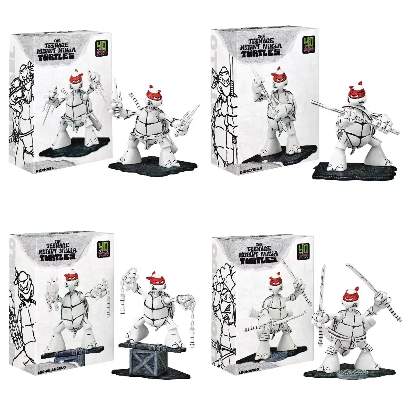 

Playmates Toys Teenage Mutant Ninja Turtles SDCC Black White Sketch PX Limited Collect Action Figure Table Decoration Gifts