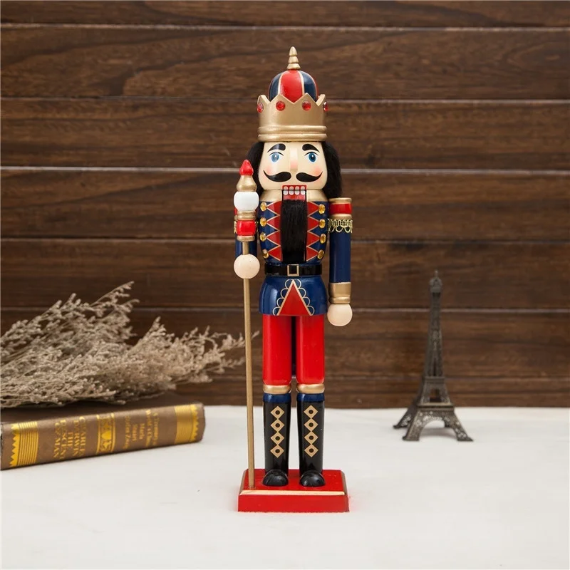 38cm Wood Nutcrackers For Hoom Room decoration,2 pieces Wood King Figures,sculptures & figurine