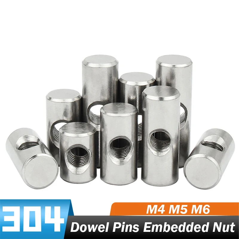 

M4 M5 M6 304 Stainless Steel A2-70 Barrel Bolts Cylindrica Hammer Nuts Dowel Pins Embedded Nuts For Wood Furniture Accessories