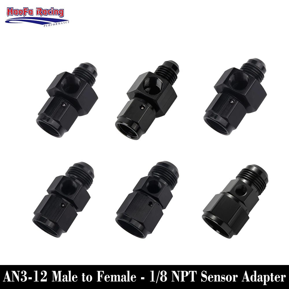 AN3 AN4 AN6 AN8 AN10 AN12 Male To Female 1/8 NPT Gauge Port Fuel Pressure Take Off Fitting Sensor Adapter Connector Aluminum