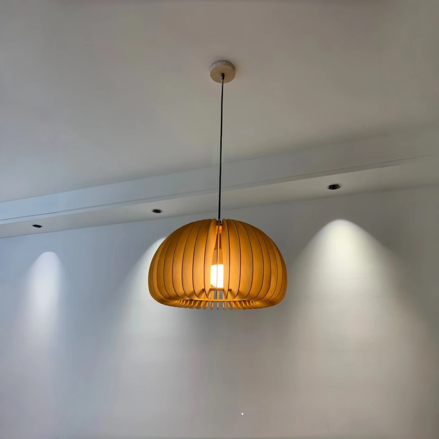 

YEBMLP Modern Art Chandelier Restaurant Wooden Creative Hangiing Lamp Homestay Bedroom Pumpkin Pendant Lamp Parlour Droplights