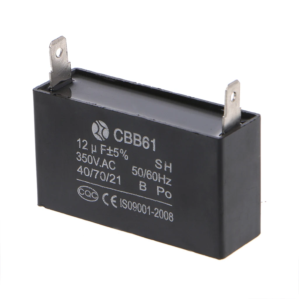 Черный семейный генератор 12 мкФ Ф, CBB61, 12 мкФ, 50/60 Гц, 350 В переменного тока, двигатель вентилятора