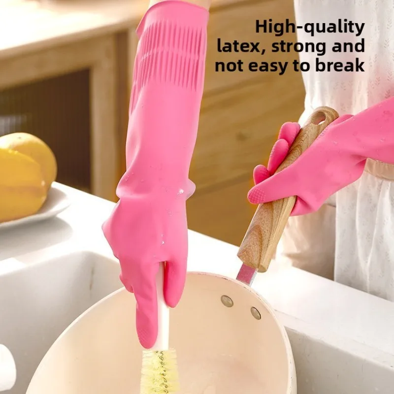 Household Latex Cleaning Gloves Kitchen Dishwashing Waterproof Non Slip Wear Resistant Durable Rubber Gloves for Home Use