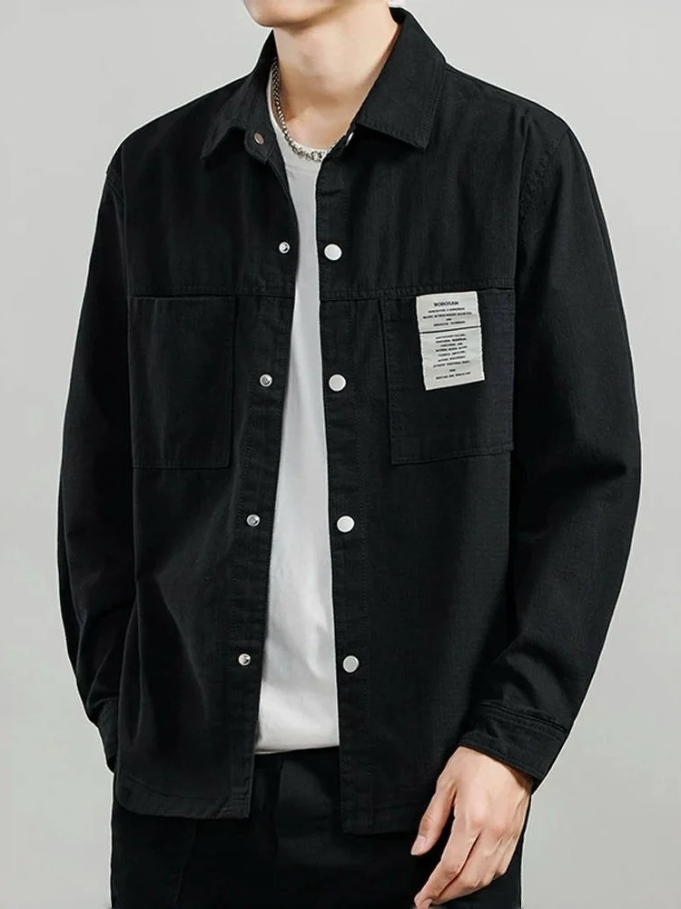 

Casual irt Sle Thin Outerwear Men's Spring Autumn New High End Trendy Brand Long Sve irt Youth Casual Turn-down Coll...