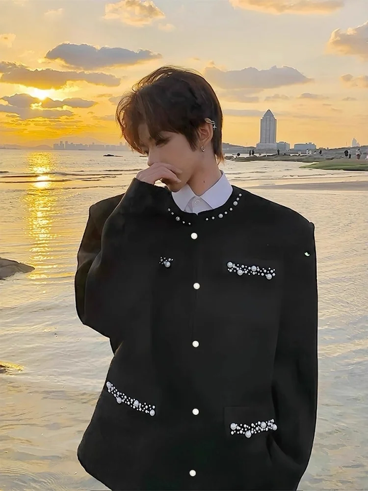 

Роскошный мужской ор Jaet с жемчужным дизайном, осенне-весенняя верхняя одежда с надписью «Ape», модное молодежное пальто-стойка