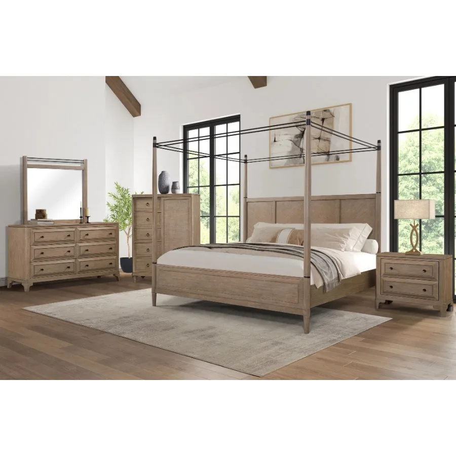 

Queen Canopy Bed in Sand Finish