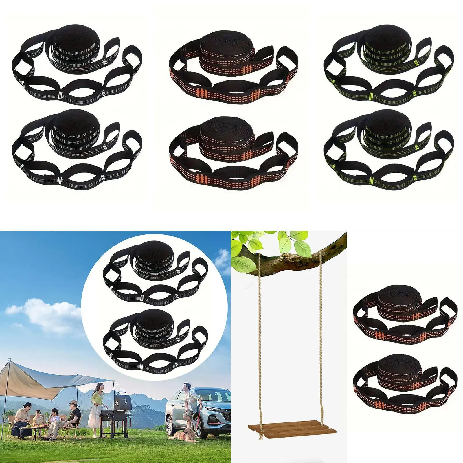 Hammock Harness Nylon Straps Heavy Duty Wear Resistant Outdoor Swing Rope for Camping Hiking Backyard